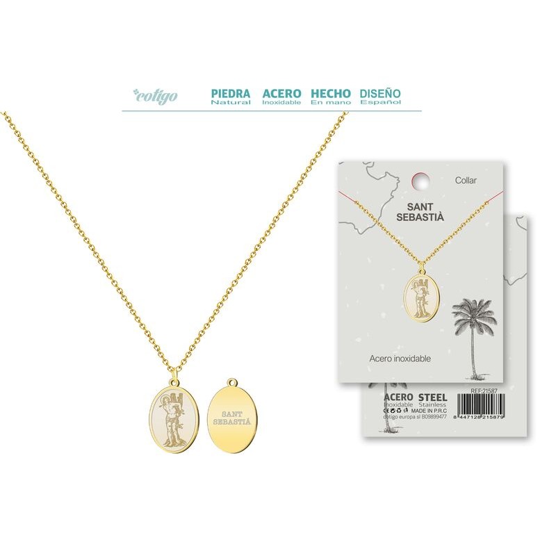 Colgante Sant Sebasatia Acero Dorado - Coleccion Provincias (Palma de Mallorca)